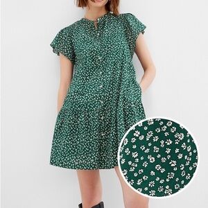 GAP Button-Front Flutter Sleeve Mini Dress Size L Tall